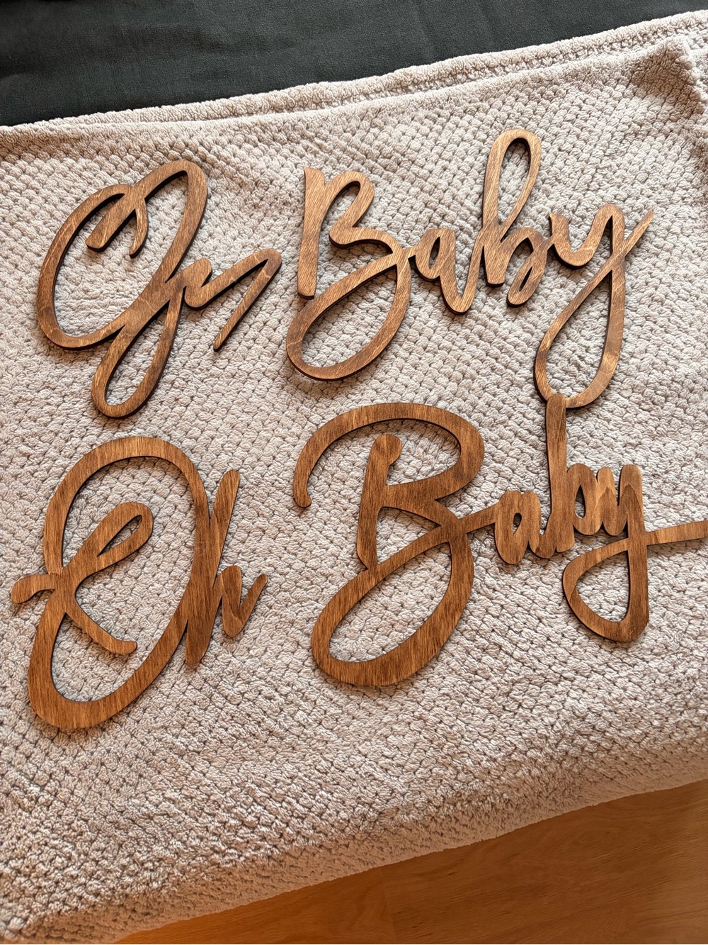Wooden 'Oh Baby' Script Wall Decor - Natural Brown